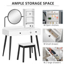 HOMCOM Dressing Table Set with 3 Drawers, Storage shelves and Stool, White