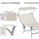 Outsunny Outdoor Lounger Fold 180° Reclining Chair w/ Adjustable Canopy Beige