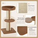 PawHut 2-Tier Cat Kitten Resting Tree w/ Top Basket Cushion Sisal Post Brown