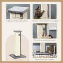PawHut 81cm Cat Scratching Post w/ Sisal Rope, Hanging Ball, Soft Plush - Grey