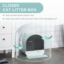 PawHut Cat Litter Box Kitten Litter Tray w/ Lid, Scoop, Filter, Flap Door