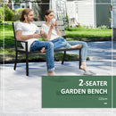 Outsunny 2 Seater Garden Bench with Steel Frame Garden Loveseat 122x65x92cm Grey