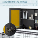 kleankin Bathroom Grey Cabinet Wall Mounted Storage Organiser w/ Mirrored Door