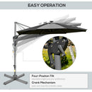 Outsunny 3m Solar LED Cantilever Parasol Adjustable Garden Umbrella Dark Grey