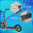 HOMCOM Kids Kick Scooter Adjustable Height Dual Brakes 12" Inflatable Wheels