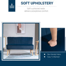 HOMCOM Velvet-Feel Double Sofa w/ Wood Frame Foam Padding High Back, Blue