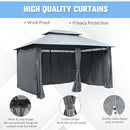 Outsunny 3 x 4m Outdoor 2-Tier Steel Frame Gazebo with Curtains Outdoor Backyard
