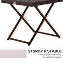 Outsunny Folding Square Rattan Coffee Table w/ Steel Frame Bistro Garden Brown
