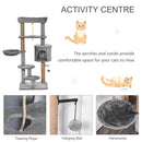 PawHut Cat Tree Climbing Kitten Activity Center 48 x 48 x 120cm Light Grey