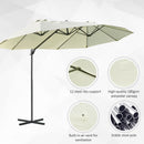 Outsunny Double Canopy Offset Parasol Umbrella Garden Shade Steel Canopy Beige