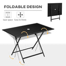 Outsunny Folding Rectangular Garden Dining Table for 6 with Parasol Hole