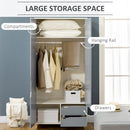 HOMCOM 2 Door Wardrobe with Drawers, Hanging Rail, Shelves for Bedroom, Grey