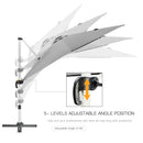 Outsunny 3 x 3(m) Cantilever Roma Parasol Garden Umbrella with Cross Base Grey