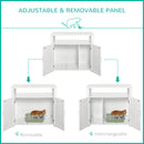 PawHut Wood Cat Litter Box Enclosure Furniture w/ Adjustable Interior Wall White