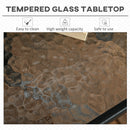 Outsunny Square Patio Table, Tempered Glass Top Garden Dining Table 76 x 76cm