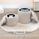HOMCOM Modern Fabric Storage Ottoman with Removable Lid, Set of 2, White