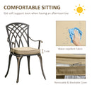 Outsunny 3 PCs Aluminium Garden Coffee Table Set w/ Parasol Hole & Cushions