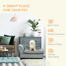 PawHut Pet Sofa Dog Chair Cat Couch w/ Storage, Cushion - Light Grey