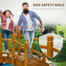 Outsunny Garden Bridge with Safety Railings for Pond Creek Stream, Brown