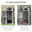 Outsunny Garden Storage Shed w/ Workstation, Asphalt Roof, 182x78x52.5cm, Grey