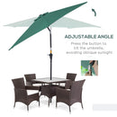 Outsunny Patio Umbrella Parasol Sun Shade Garden Aluminium Green 2.7M
