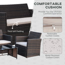 Outsunny 4pc Patio Garden Rattan Wicker Sofa 2-Seater Loveseat Chair Table Brown