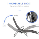 Outsunny Set of 2 Outdoor Recliner Portable Lounge Chairs Adjustable Backrest