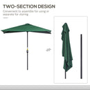 Outsunny 2.3m Garden Balcony Half Round Umbrella Metal Parasol Umbrella Green