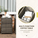 Outsunny 3 Piece PE Rattan Garden Sofa Set w/ 2 Chairs & Storage Table Grey