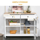 HOMCOM Kitchen Island on Wheels Utility Cart with Towel Rack, 2 Drawers, White