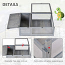 PawHut Tortoise House w/ Mesh Roof, Small Pet Reptile Wooden House - Grey