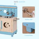Outsunny Kids Kitchen Role Play Set with Pots and Pans Storage Shelf for 3+