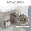kleankin Bathroom Vanity Unit with Basin, Wall Mounted Wash Stand, Grey