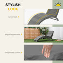 Outsunny Garden Rattan Sun Lounger Foldable Patio Recliner Chaise Chair Grey