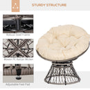 Outsunny 360° Swivel Rattan Papasan Moon Bowl Chair Round Outdoor w/ Padded
