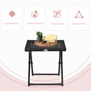 Outsunny Folding Square Rattan Coffee Table w/ Steel Frame Bistro Garden Black