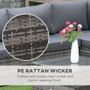 Outsunny 3Pcs Rattan Corner Sofa Set Coffee Table Garden Furniture  w/ Cushion