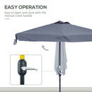 Outsunny 2.3m Half Round Parasol Garden Sun Umbrella Metal w/ Crank Grey