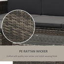Outsunny 3pc PE Rattan Wicker Set Storage 3-seater Sofa Footstool Table Grey