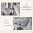 PawHut Cat Rest & Play Activity Tree w/ 2 House Perch Scratching Post Grey
