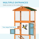 PawHut Wooden Bird Cage Outdoor Aviary for Finches w/ Removable Tray - Orange