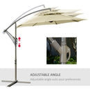 Outsunny 2.7m Cantilever Banana Parasol Outdoor Sun Shade w/ Crank, Beige
