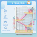 PawHut Hamster Cage with Tubes, Gerbil Cage w/ Detachable Bottom, Ramps