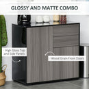 HOMCOM Side Cabinet with 2 Door Cabinet and 2 Drawer for Home Office Grey Black