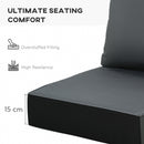 Outsunny Outdoor Seat and Back Cushion Set, Deep Seating Chair Cushion, Grey