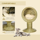 PawHut Raised Cat House, Natural Mat Grass Cat Bed w/ Stand Cushion, ?41x 69 cm