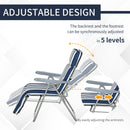 Outsunny Set of 2 Folding Sun Lounger Recliner Chairs Daybed Cushion Blue White