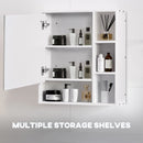 kleankin LED Illuminated Bathroom Mirror Cabinet with Dimmable Touch Switch