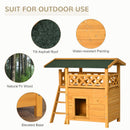 PawHut Cat House Outdoor Kitten Shelter Puppy Kennel w/ Balcony Stairs Roof