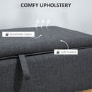 HOMCOM Linen Storage Ottoman Box Toy Chest Footstool with Rubberwood Legs